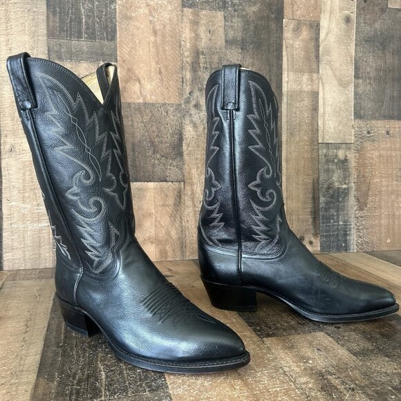 Dan Post 110 J Black Western Extra Wide Cowboy Boots Mens 9 EW - Picture 3 of 12